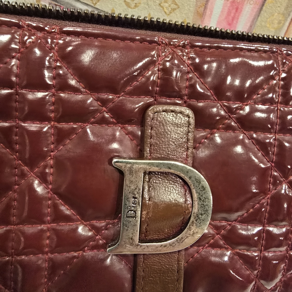 Dior Women's Burgundy Patent Leather Wallet Clutch - Picture 11 of 12